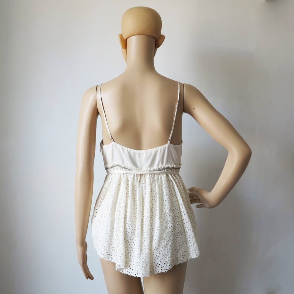 3.1 Phillip Lim Silk Ivory Lace Pleated Ruffle Top - Picture 5 of 8
